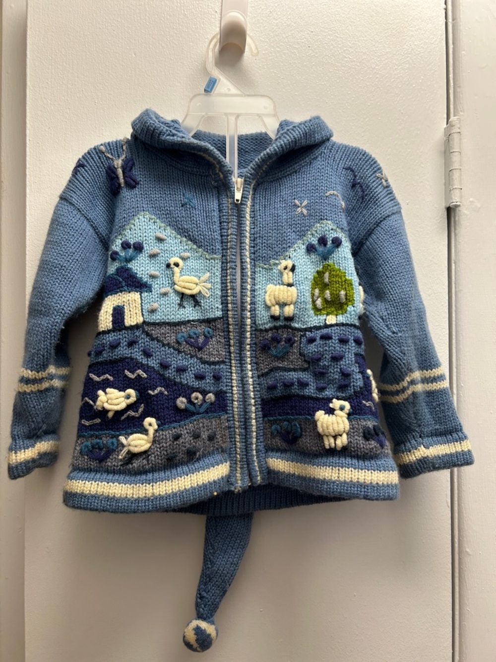 3T Kids Zip-Up Hooded Sweater Alpaca animals, scenery, butterflies embroidery
